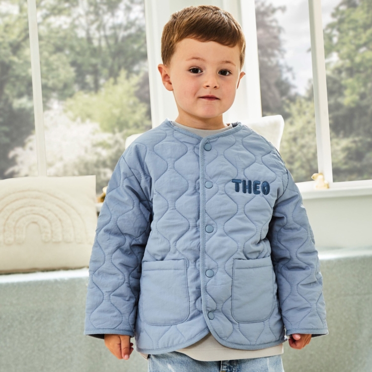 Personalized Name Blue Quilted Jacket 