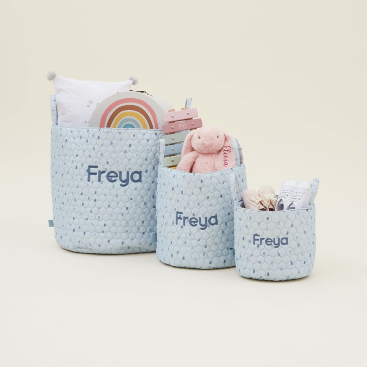 Personalized Small Blue Polka Dot Storage Bag