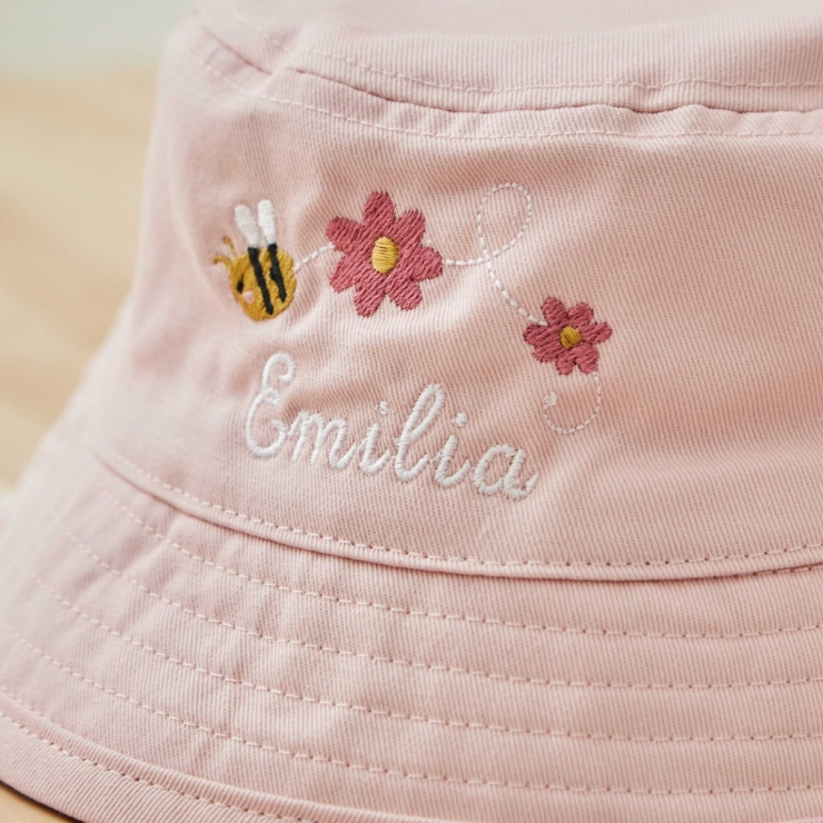 Personalised Bumblebee Pink Bucket Hat