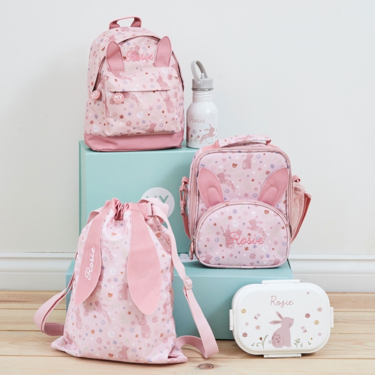 Personalized Pink Bunny Drawstring Bag