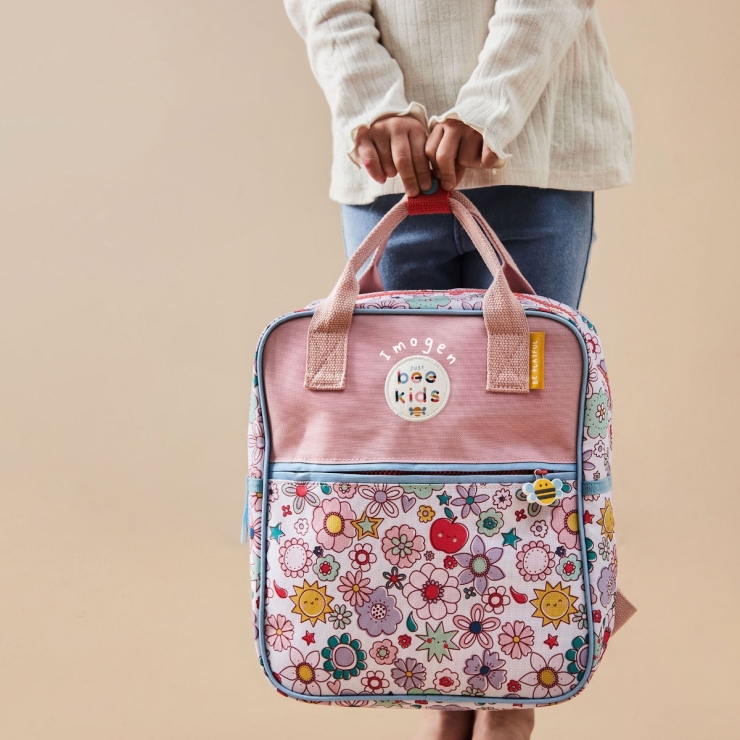 Personalised Just Bee Kids Retro Floral Backpack