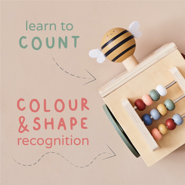 Personalised Just Bee Kids Wooden Mini Activity Cube