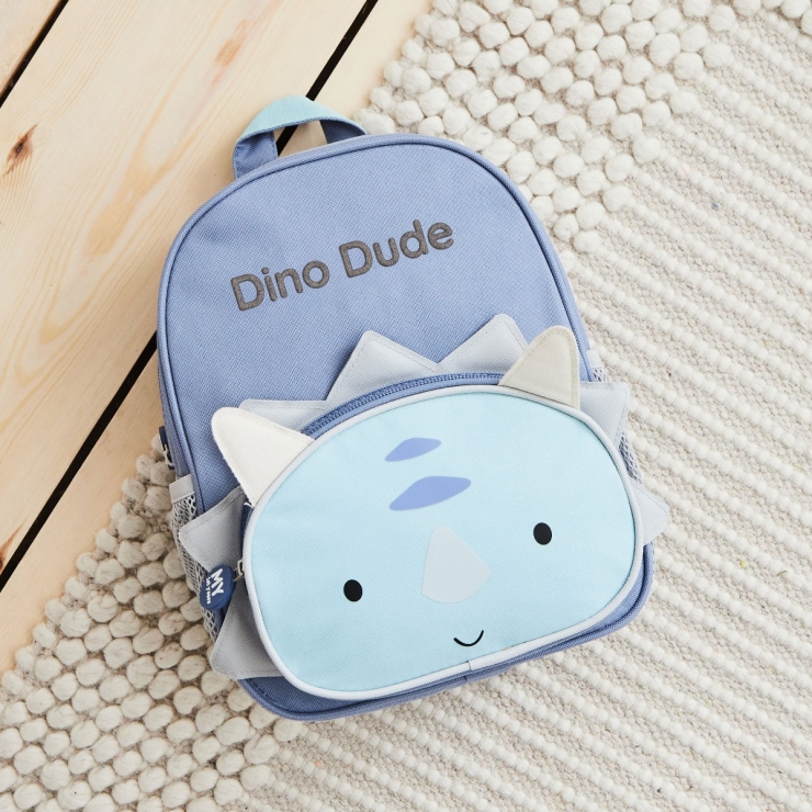 Personalized Blue Dinosaur Face Mini Backpack