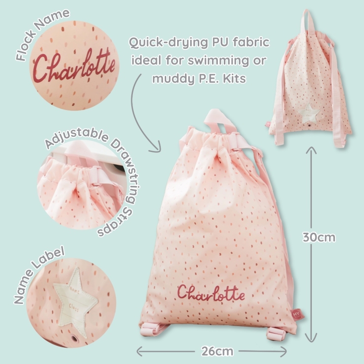 Personalized Pink Spot Drawstring Bag