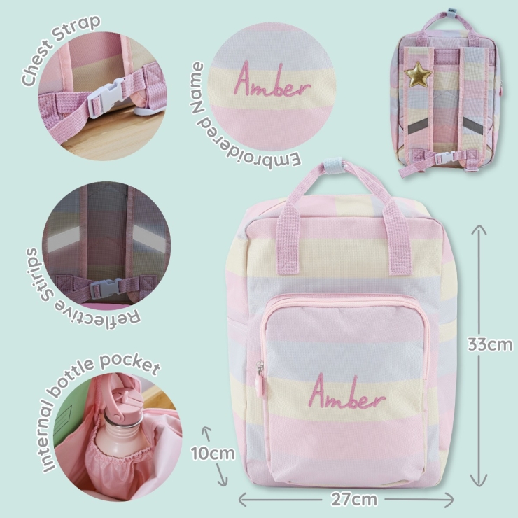 Personalized Rainbow Stripe Medium Backpack