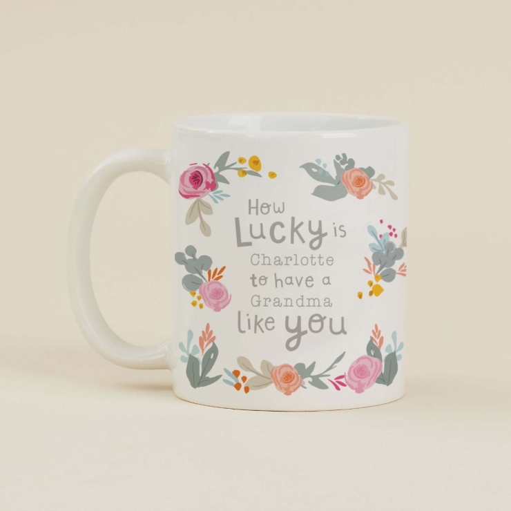 Personalised Floral Print ‘Lucky’ Mug