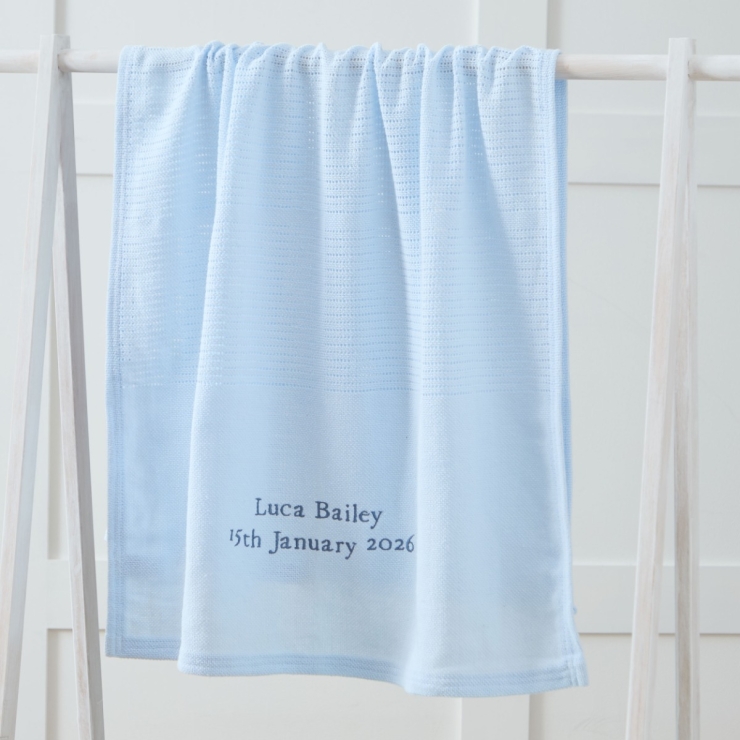 Personalised Blue Cellular Baby Blanket