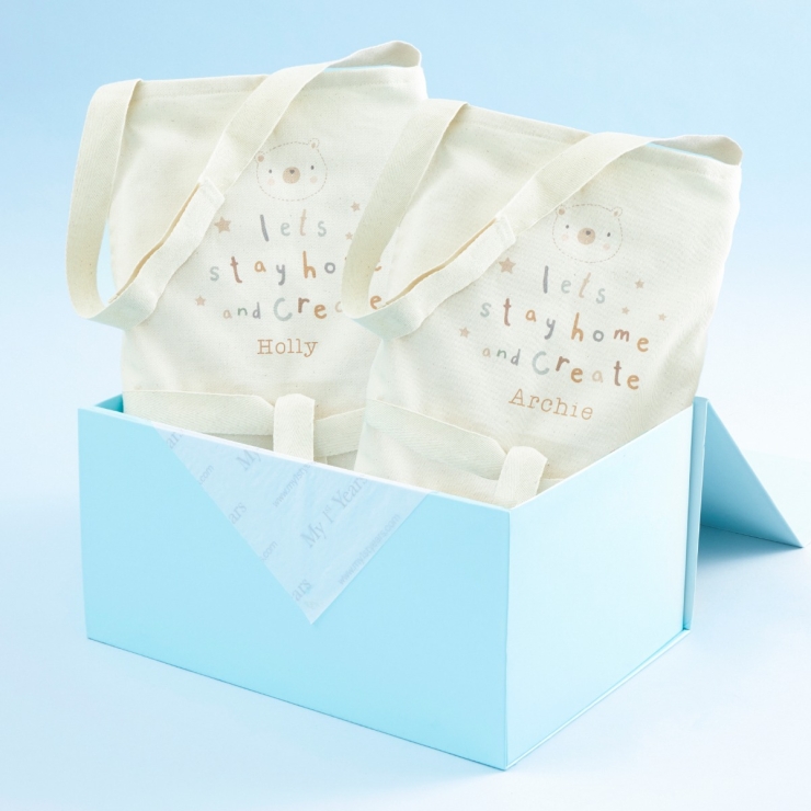 Personalised Siblings Let‚Äôs Stay Home Crafting Apron Set