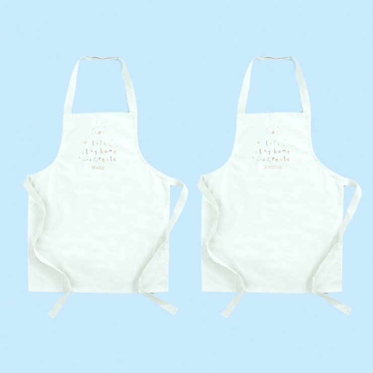 Personalised Siblings Let‚Äôs Stay Home Crafting Apron Set
