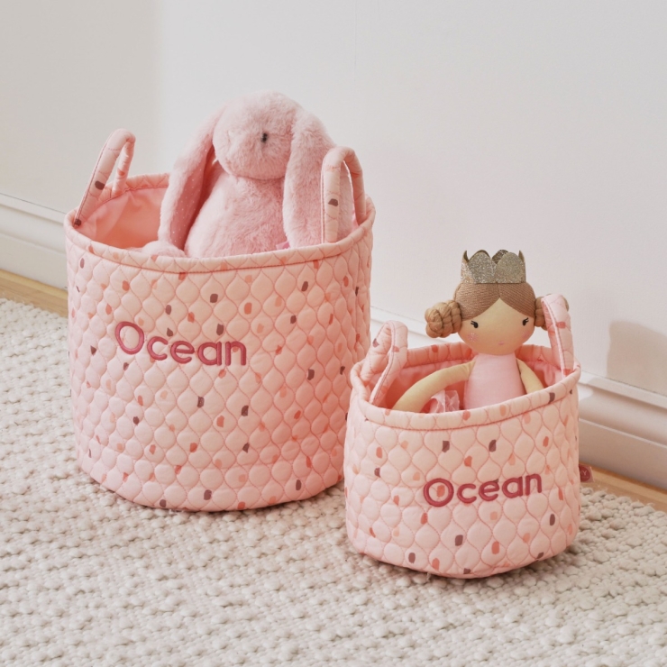 Personalized Pink Polka Dot Storage Bag Set
