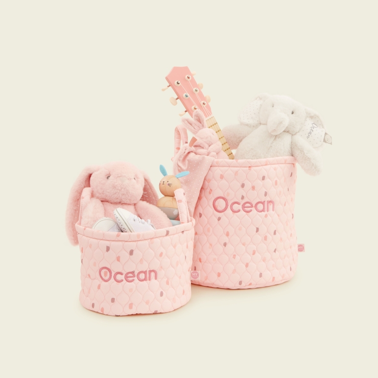 Personalized Pink Polka Dot Storage Bag Set
