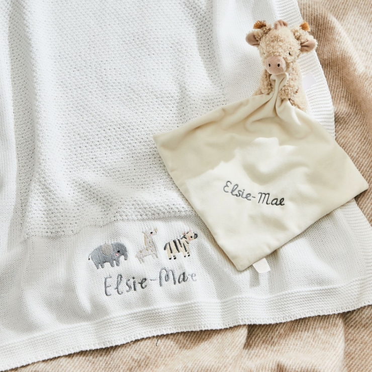 Personalized Safari Animals Blanket Gift Set