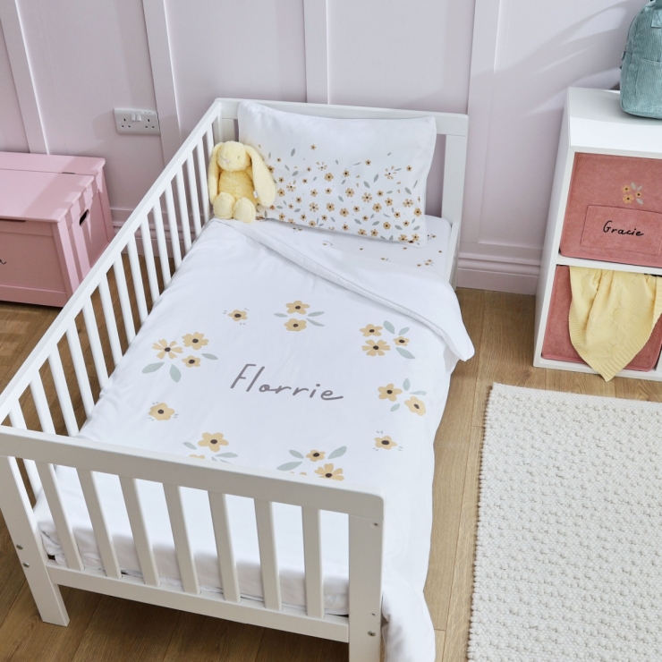 Personalised Yellow Floral Wreath Bedding Set