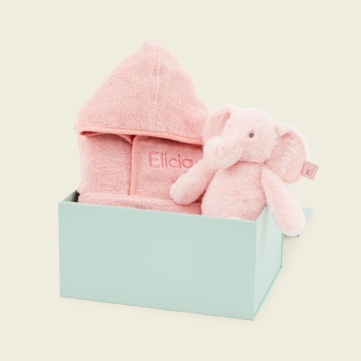 Personalised Pink Towelling Robe & Soft Toy Set