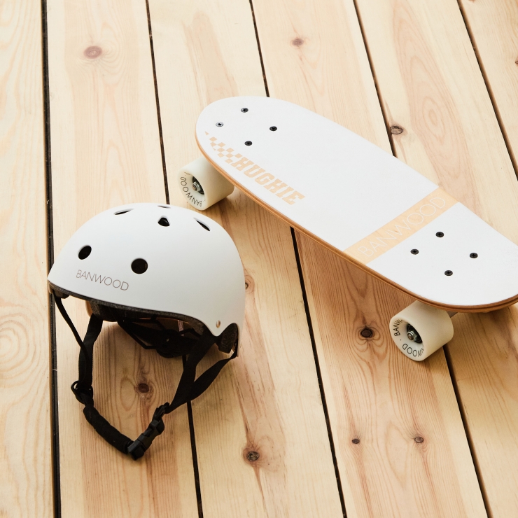 Personalised White Banwood Skateboard & Helmet Set