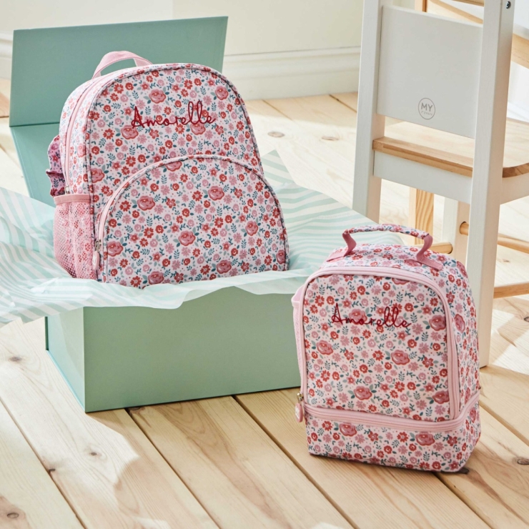 Personalised Ditsy Frill Backpack & Lunch Bag Set