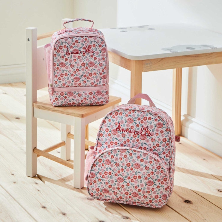 Personalised Ditsy Frill Backpack & Lunch Bag Set