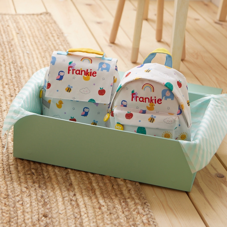 Personalized Colorful Print Backpack & Lunch Bag Set