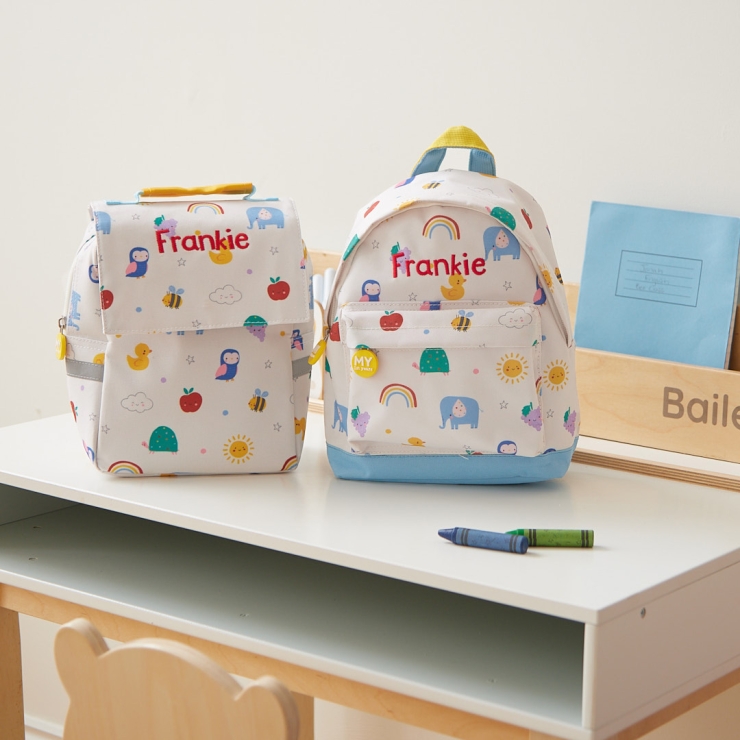 Personalized Colorful Print Backpack & Lunch Bag Set