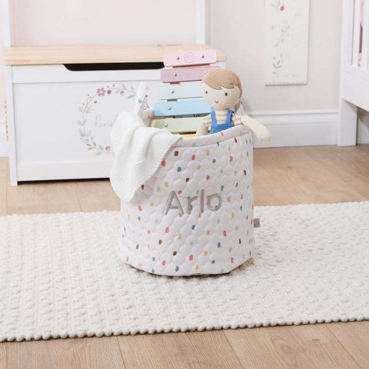 Personalised Medium Rainbow Polka Dot Storage Bag