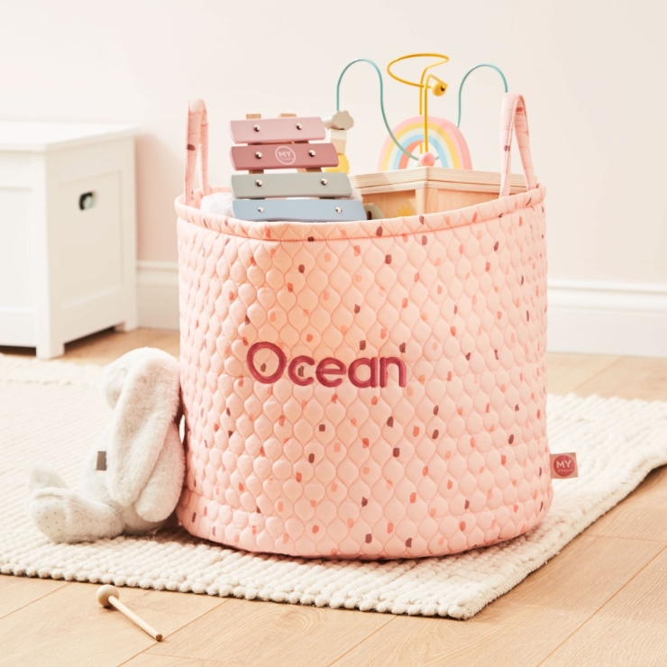 Personalized Large Pink Polka Dot Storage Bag