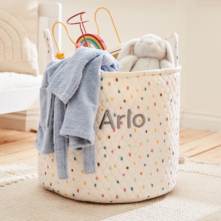 Personalized Large Rainbow Polka Dot Storage Bag