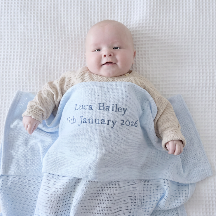 Personalized Blue Cellular Baby Blanket