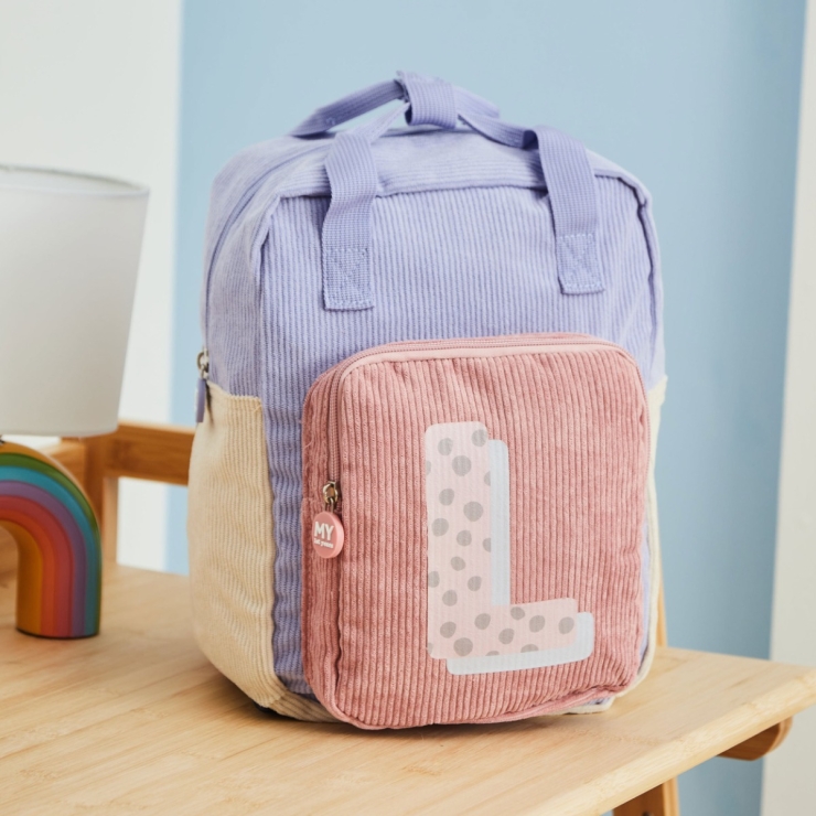 My Kids Personalized Bold Initial Medium Grab Handle Backpack