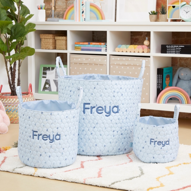 Personalized Small Blue Polka Dot Storage Bag