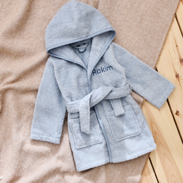 Personalised Blue Hooded Towelling Robe