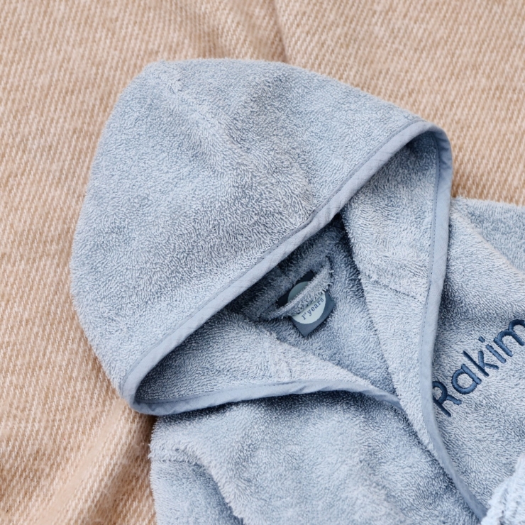 Personalised Blue Hooded Towelling Robe