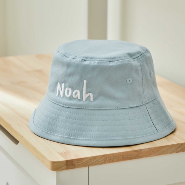 Personalised Lettering Light Blue Bucket Hat