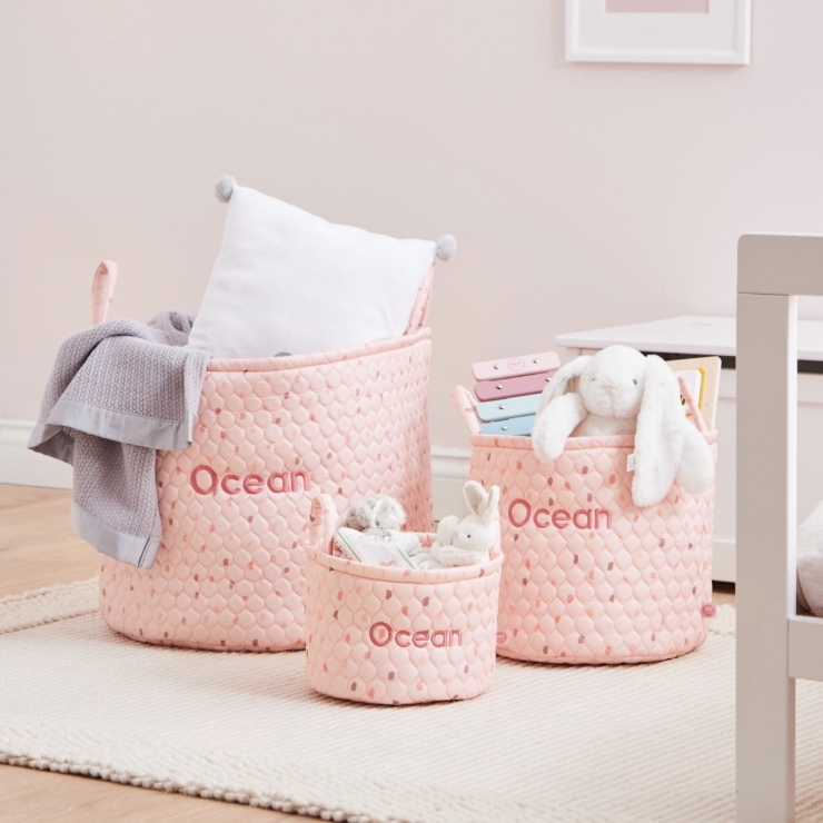 Personalized Large Pink Polka Dot Storage Bag