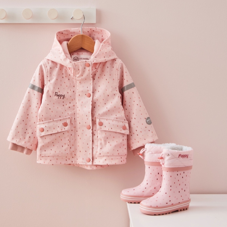 Personalized Pink Spot Rainy Day Set