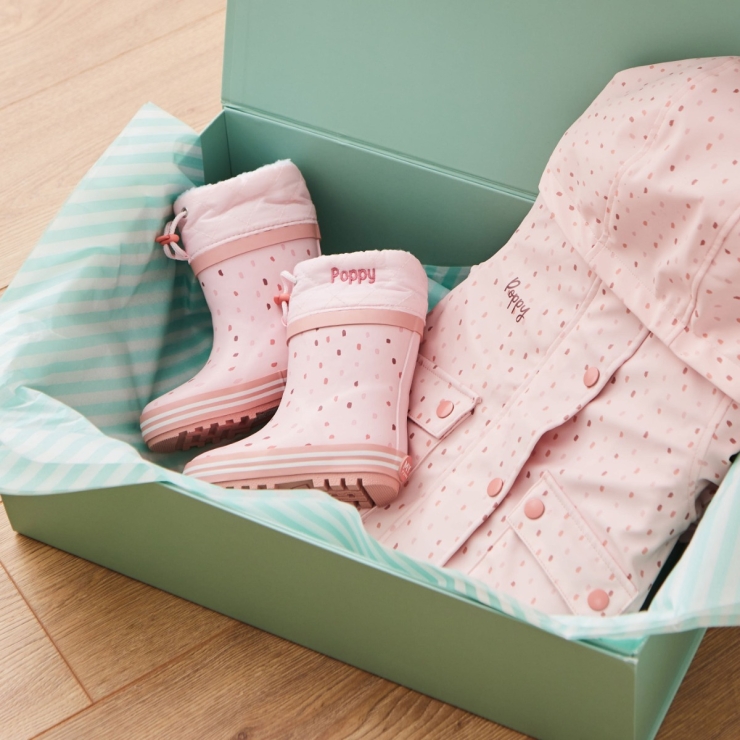 Personalized Pink Spot Rainy Day Set