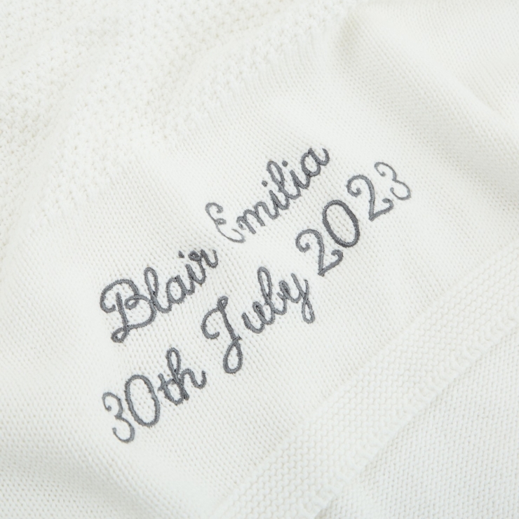 Personalized Ivory Cotton Baby Shawl