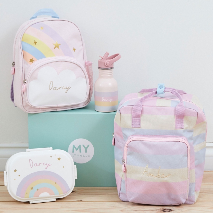 Personalized Rainbow Stripe Medium Backpack