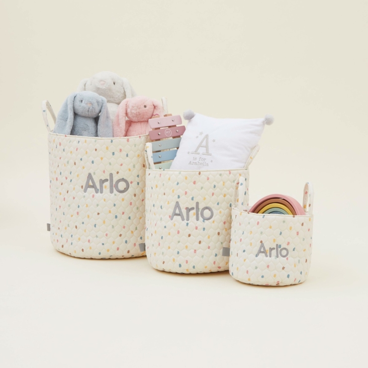 Personalized Small Rainbow Polka Dot Storage Bag