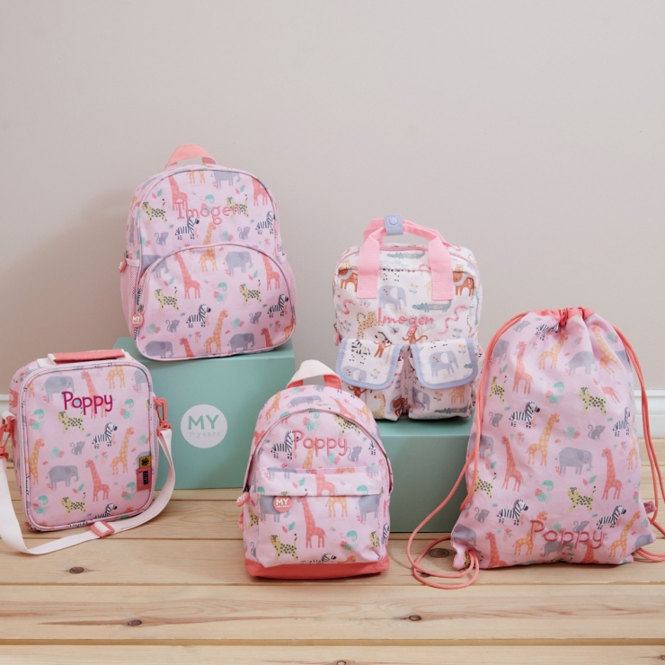 Personalised Pink Floral Safari Grab Handle Mini Backpack 