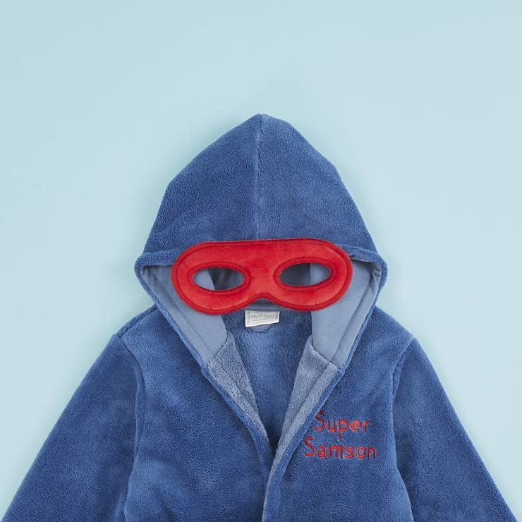 Personalised Super Hero Robe with Mask Detail