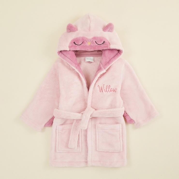 Personalised Pink Owl Robe Flat