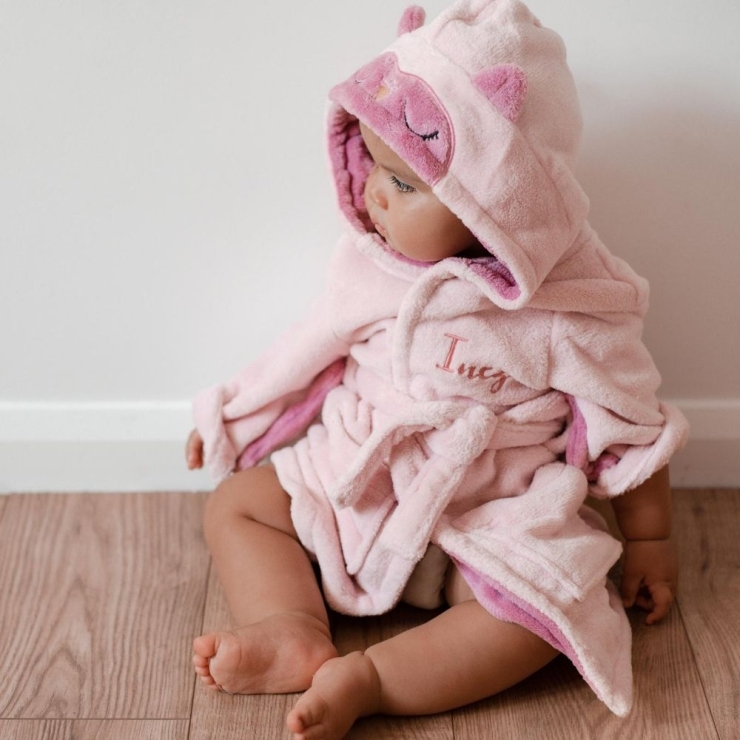 Personalised Pink Owl Robe Model