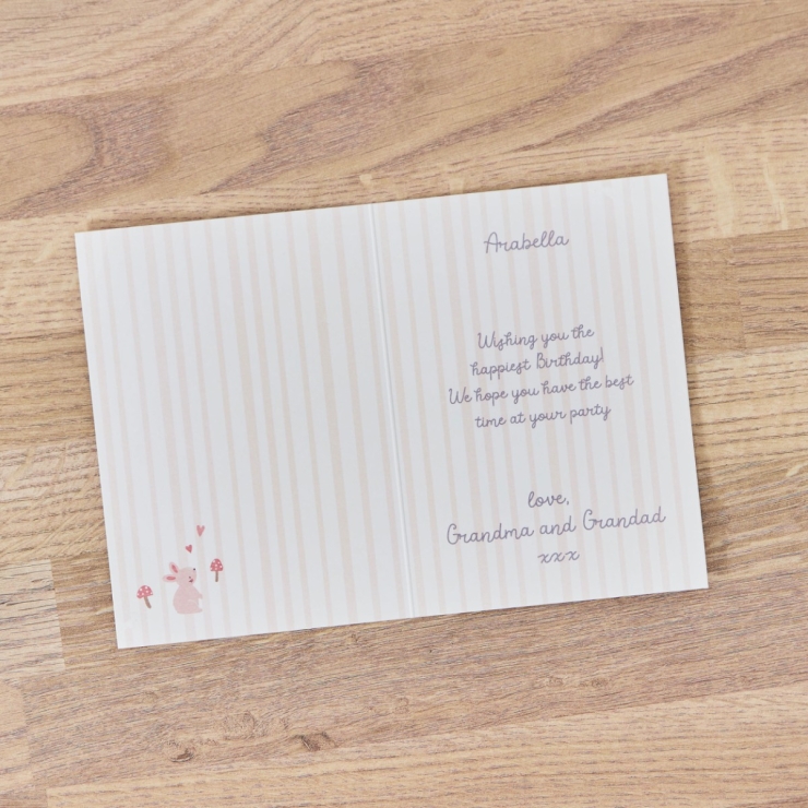 Personalised Pink Stripe Happy Birthday Photo Card