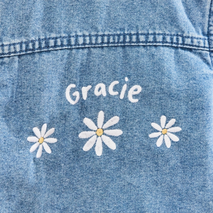 Personalized Three Daisy Denim Jacket