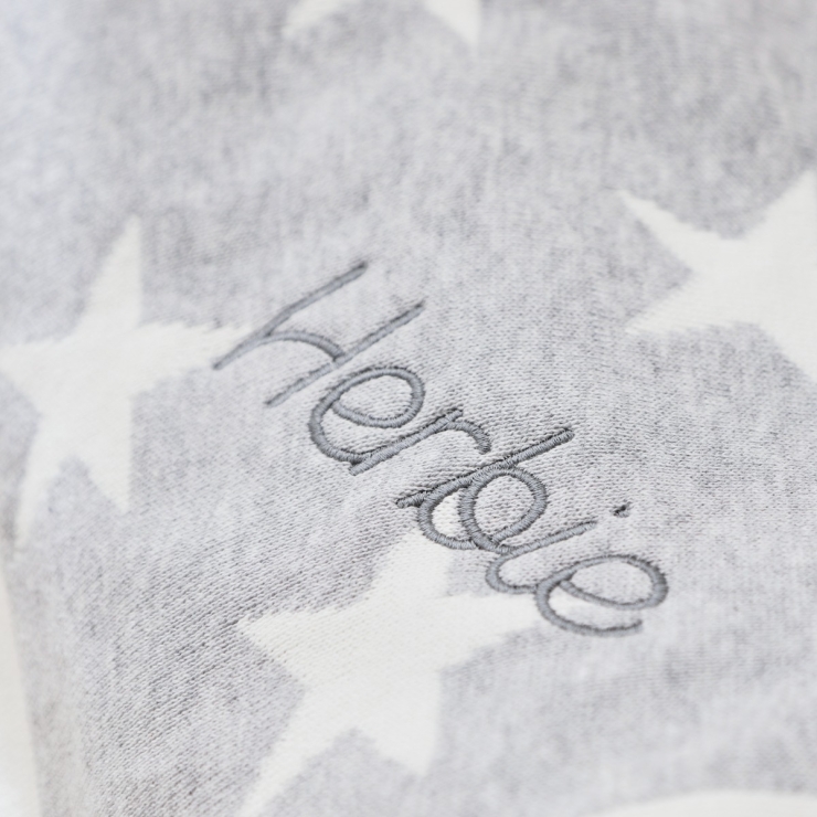 Personalised Grey Star Intarsia Baby Blanket