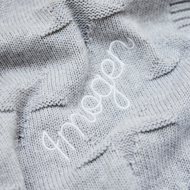 Personalized Grey Star Jacquard Baby Blanket