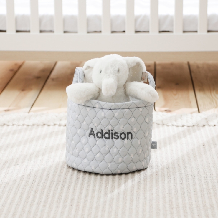 Personalized Small Grey Polka Dot Storage Bag