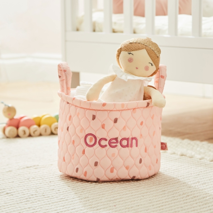 Personalized Small Pink Polka Dot Storage Bag