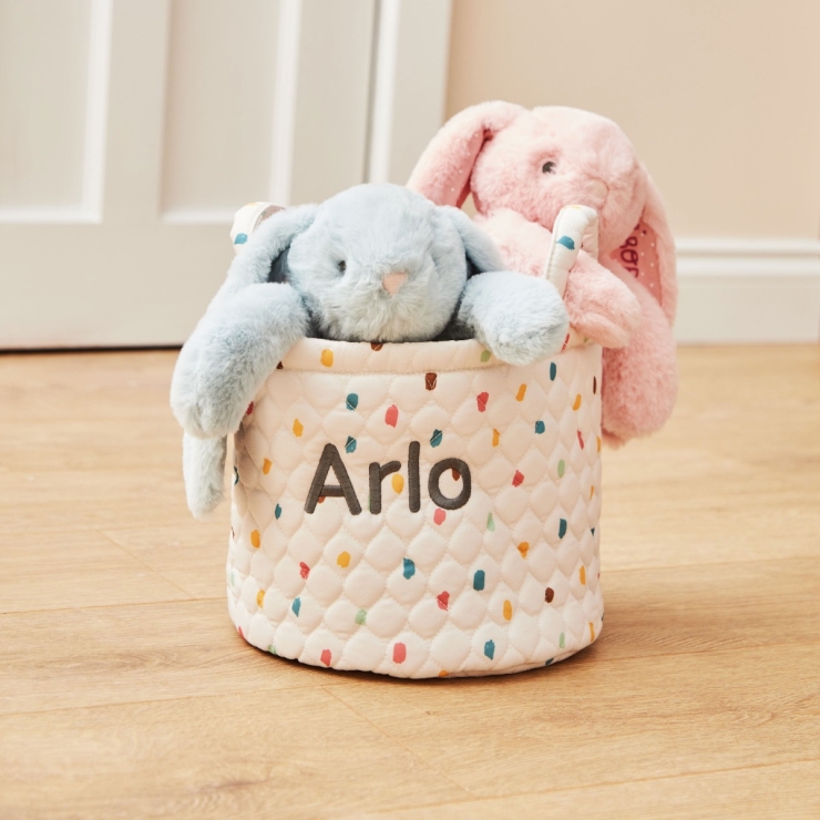 Personalized Small Rainbow Polka Dot Storage Bag