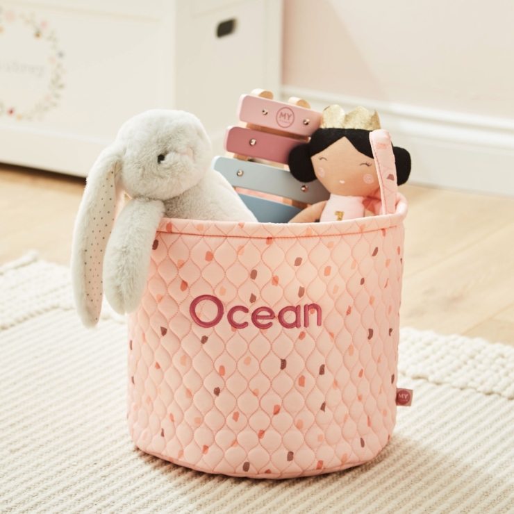 Personalized Medium Pink Polka Dot Storage Bag
